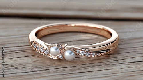Obraz na płótnie Rose gold and pearl engagement ring with a timeless vintage feel w salonie