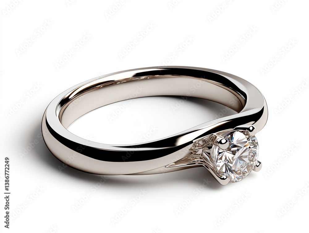 Twisted band ring with a solitaire diamond in a modern, architectural display Twisted band ring with a solitaire diamond in a modern, architectural display