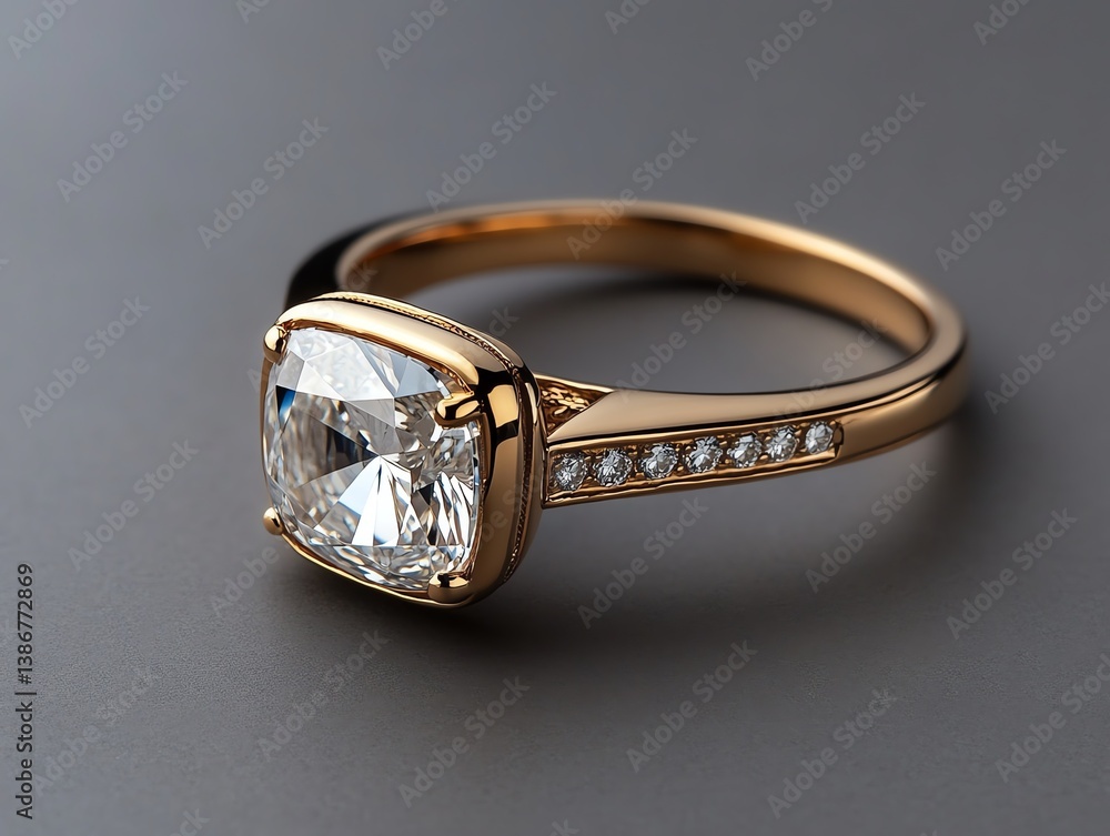 Vintagestyle ring with milgrain detailing and a cushioncut diamond
