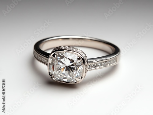 Obraz na płótnie Vintagestyle ring with milgrain detailing and a cushioncut diamond w salonie