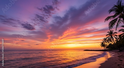 Tropical Sunset Symphony AI Generated