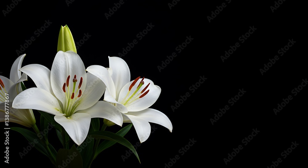 Fototapeta premium Lilies in Shadow: A Dark Bloom AI Generated