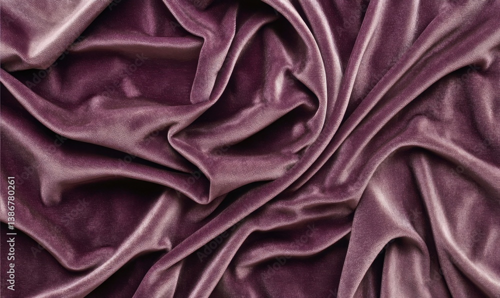 Fototapeta premium Draped mauve velvet fabric texture background. Ideal for design, fashion, and textile websites