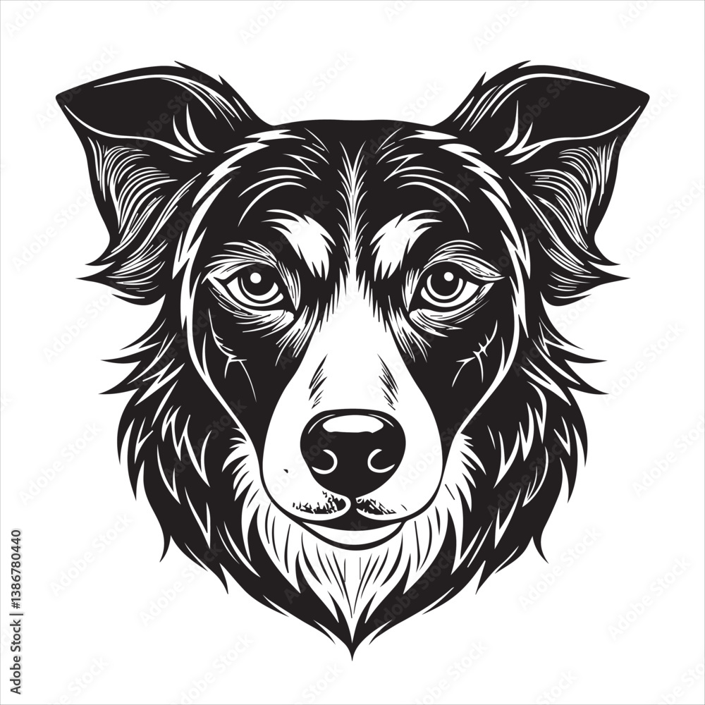 Fototapeta premium dog head silhouette vector style