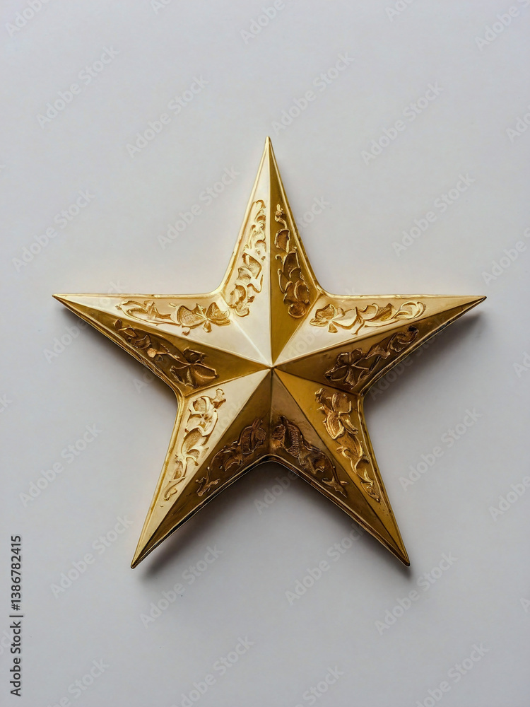Gold star on white background for festive design. Gold star on white background for festive design.