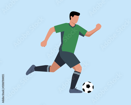 Soccer Player Kicking Ball - Vector Illustration of Footballer in Action