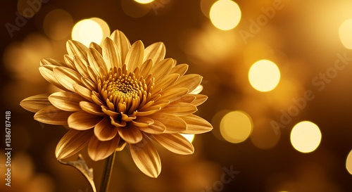 Golden Hour Bloom: A Chrysanthemum's Radiance AI Generated