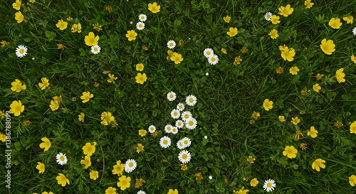 Wildflower Meadow: Aerial Bloom AI Generated