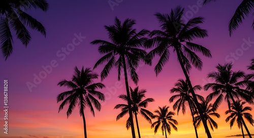 Twilight Palms: Silhouette Serenade AI Generated