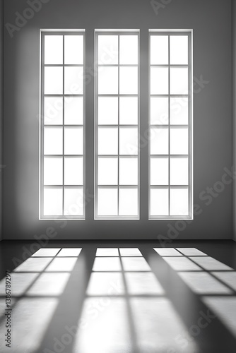 Empty room with large window