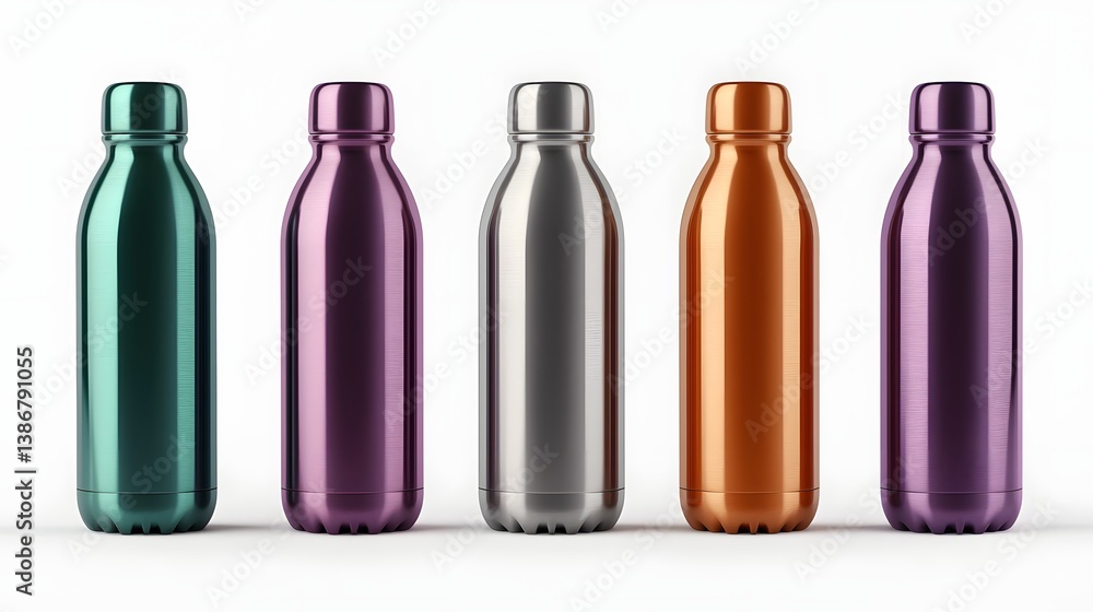 Assortment of reusable metal water bottles Assortment of reusable metal water bottles