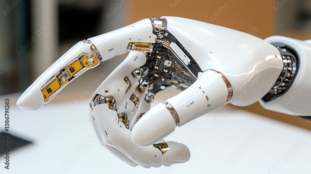 A 3Dprinted robotic arm holding a microchip