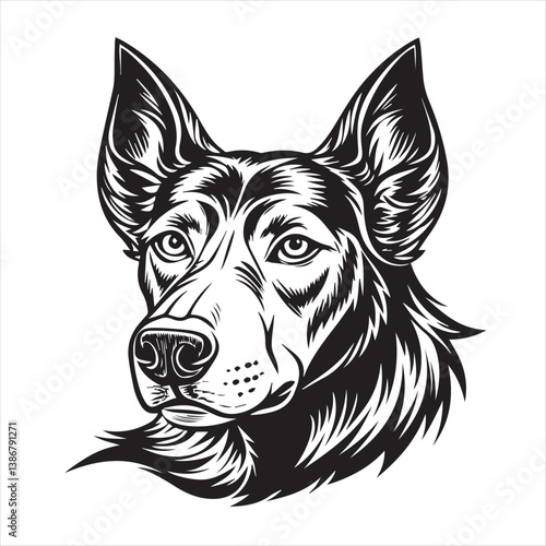 dog head silhouette vector style