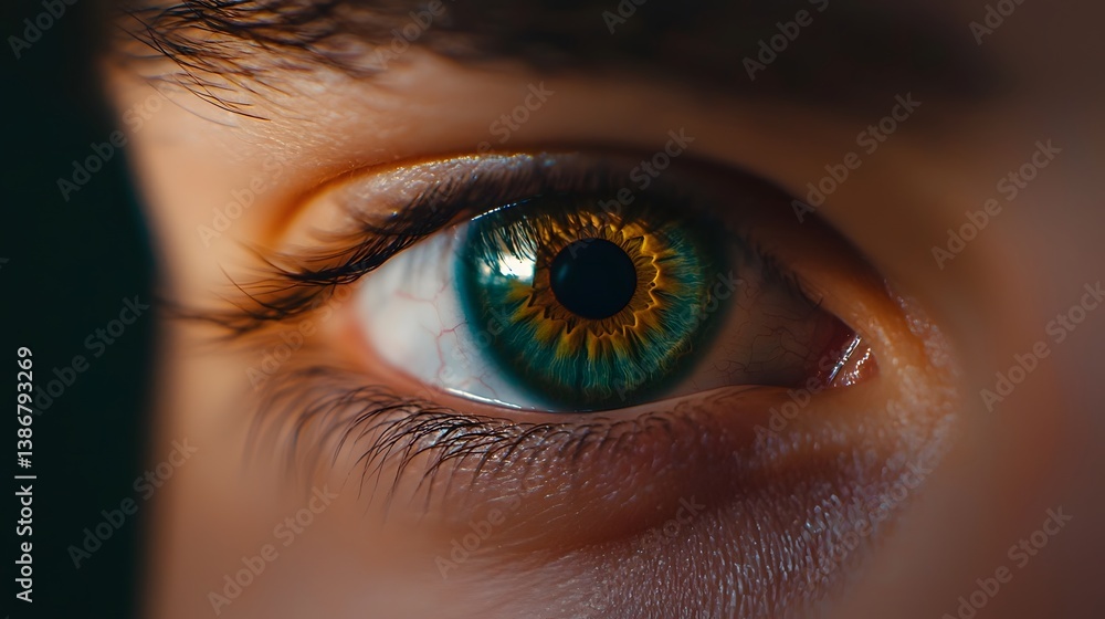 Fototapeta premium Captivating multicolored eye closeup