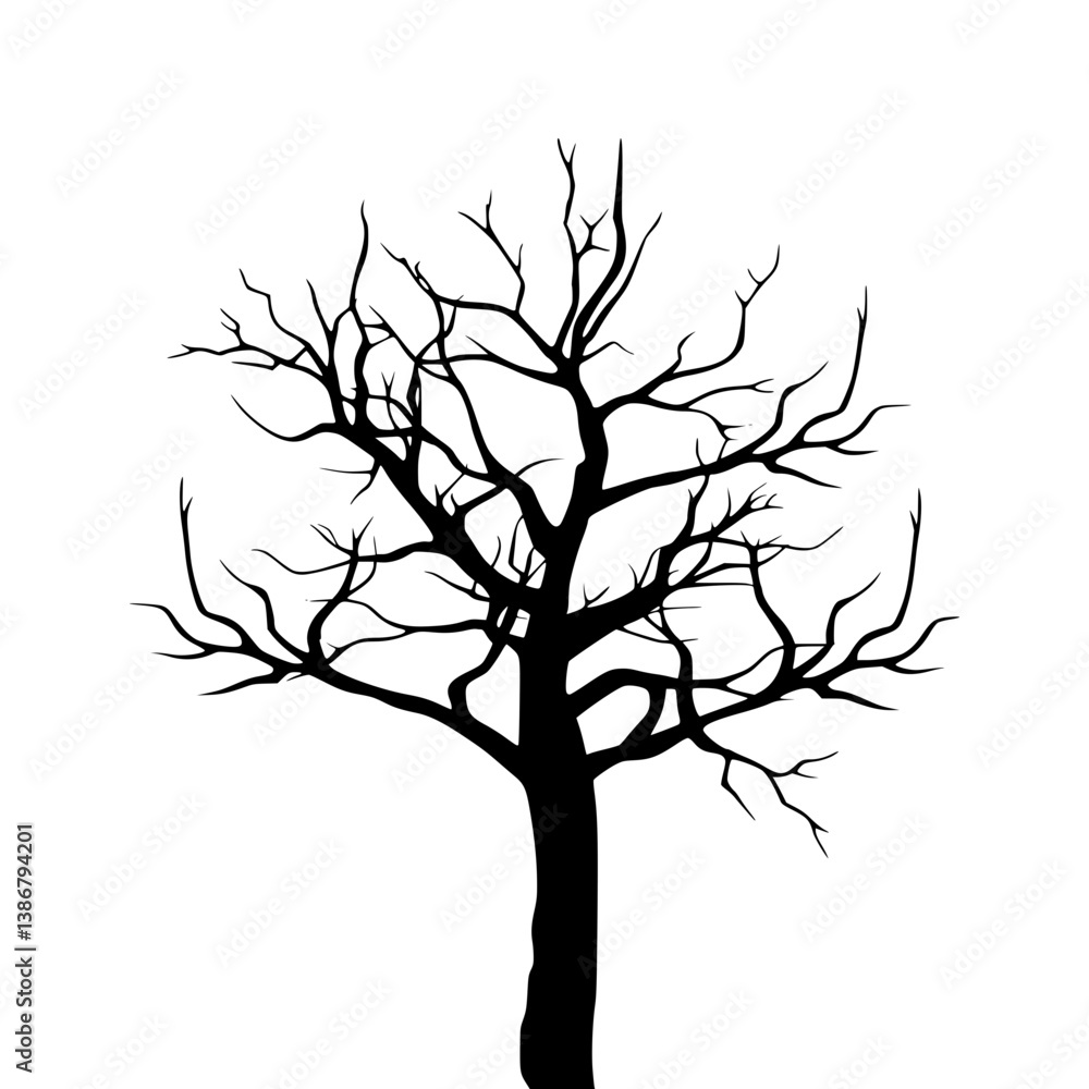 Obraz premium Silhouette Tree Branch Vector Graphic
