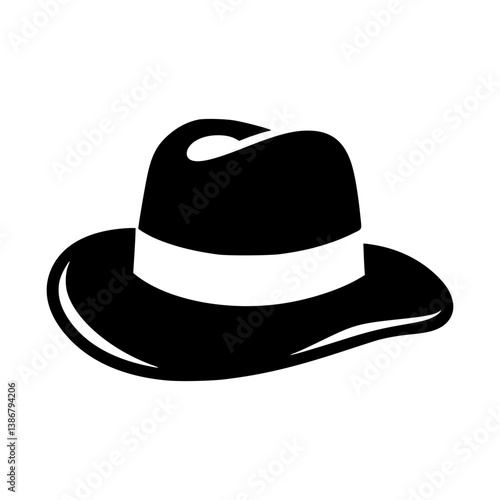 Vintage Fedora Hat Icon - Vector Illustration