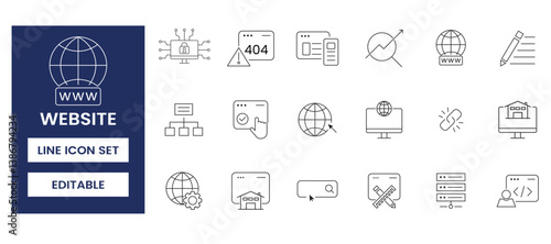website icon set, line icon, vector, customizable
