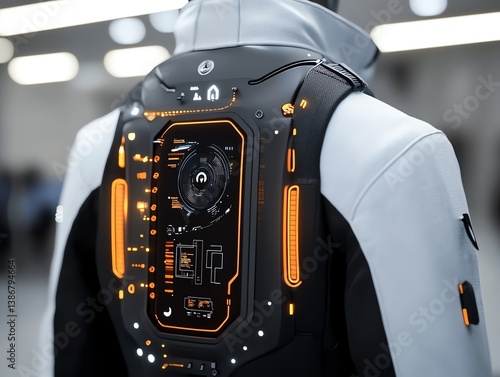 Obraz na płótnie A futuristic wearable computer device integrated into a jacket w salonie