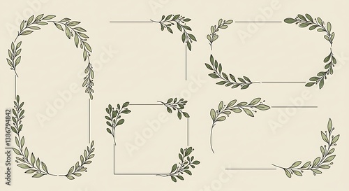 Hand-Drawn Botanical Frames: Elegant Greenery Designs AI Generated
