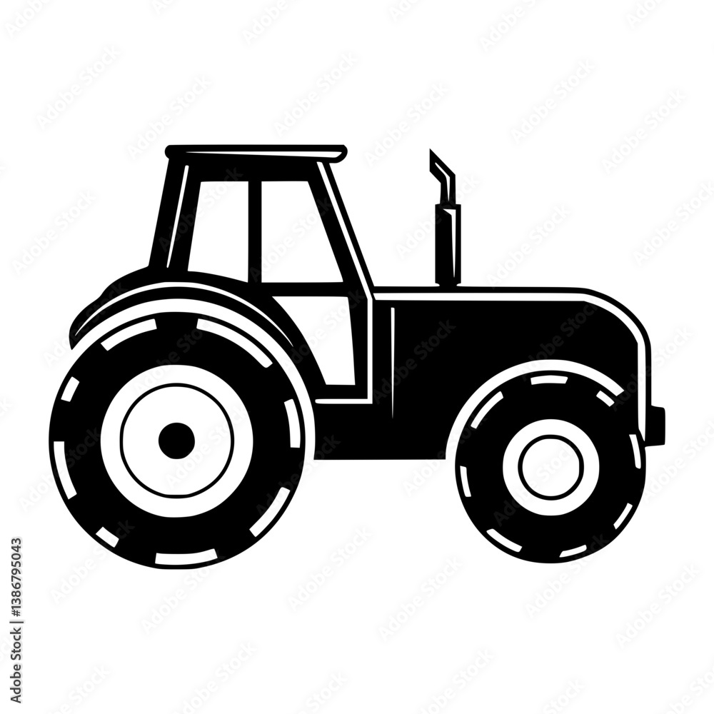 Black Tractor Silhouette Vector Illustration Black Tractor Silhouette Vector Illustration