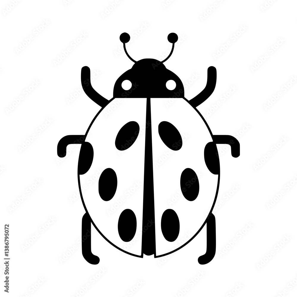 Ladybug Icon - Black & White Vector Ladybug Icon - Black & White Vector