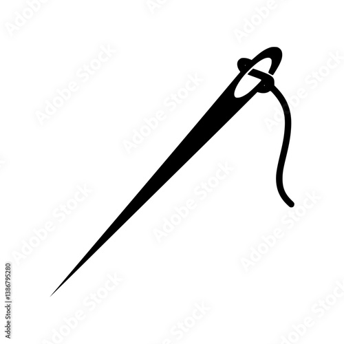 Sewing Needle Icon - Black Silhouette