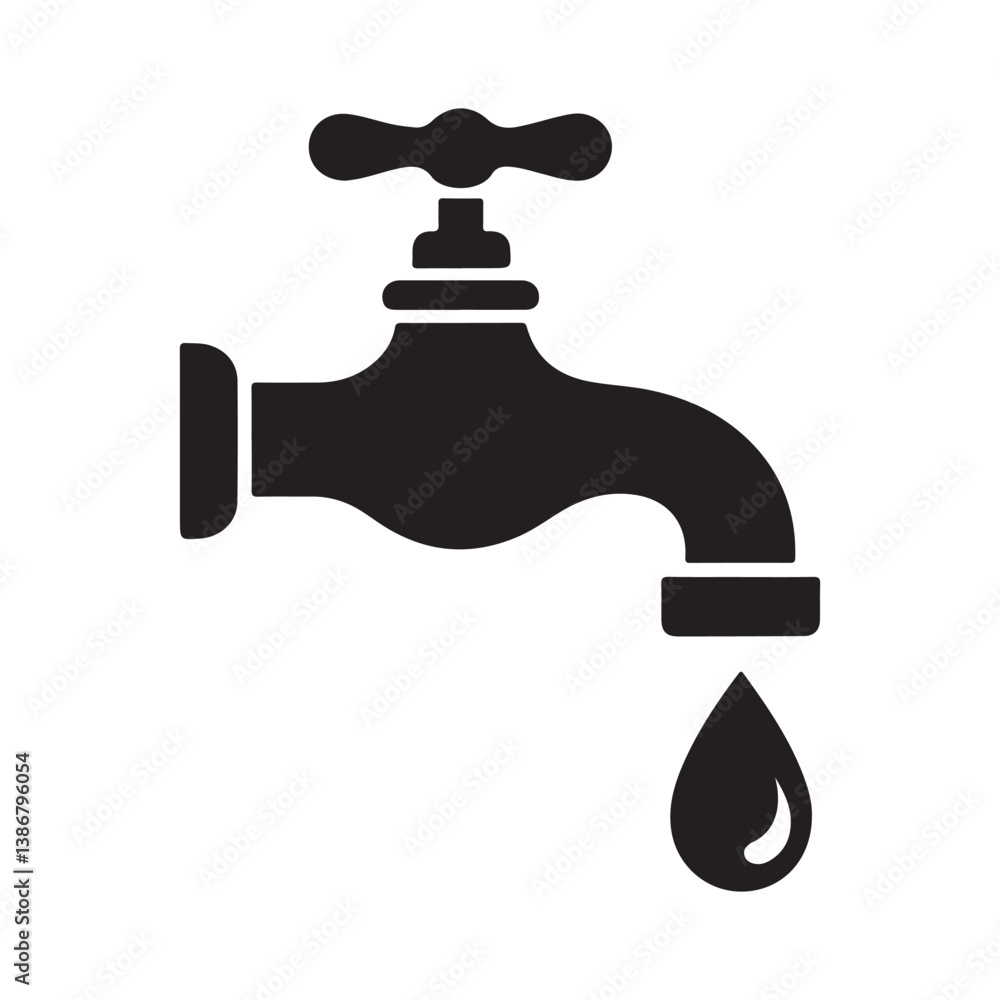 Tap with drop of water. Faucet icon. Vector illustration eps 10