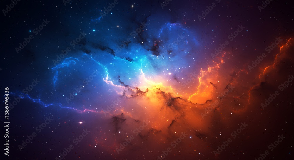 Fototapeta premium Cosmic Collision: A 3D Nebula Render AI Generated