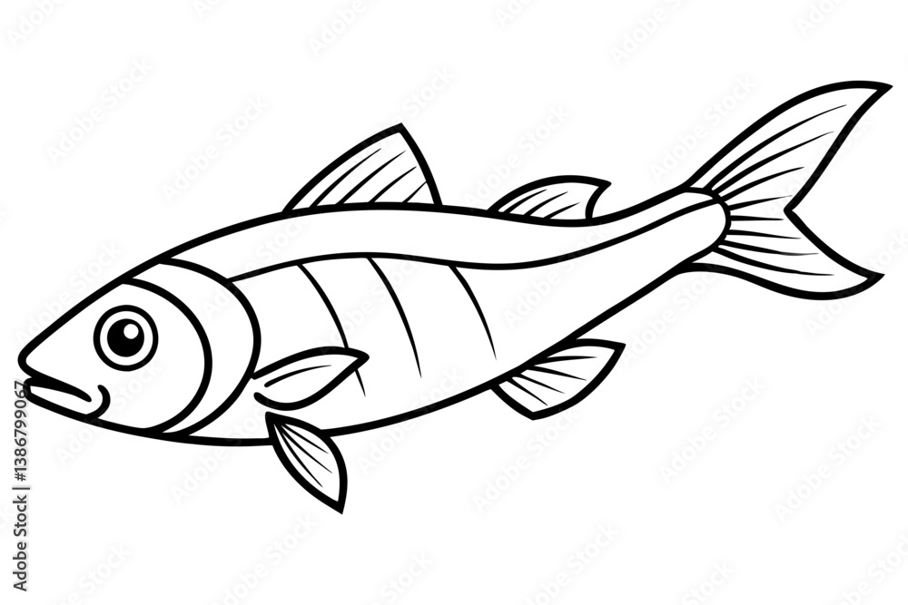 Elegant One-Line Lanternfish Illustration Vector Elegant One-Line Lanternfish Illustration Vector