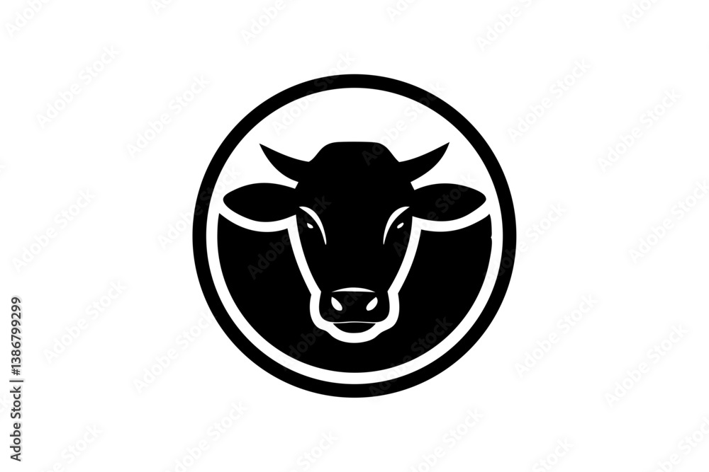 Fototapeta premium cow symbol, Cow Icon for Farming and Livestock Design, farming graphic, livestock icon, bovine image, agriculture design, cattle illustration, dairy symbol, cow graphic, farming icon, livestock design