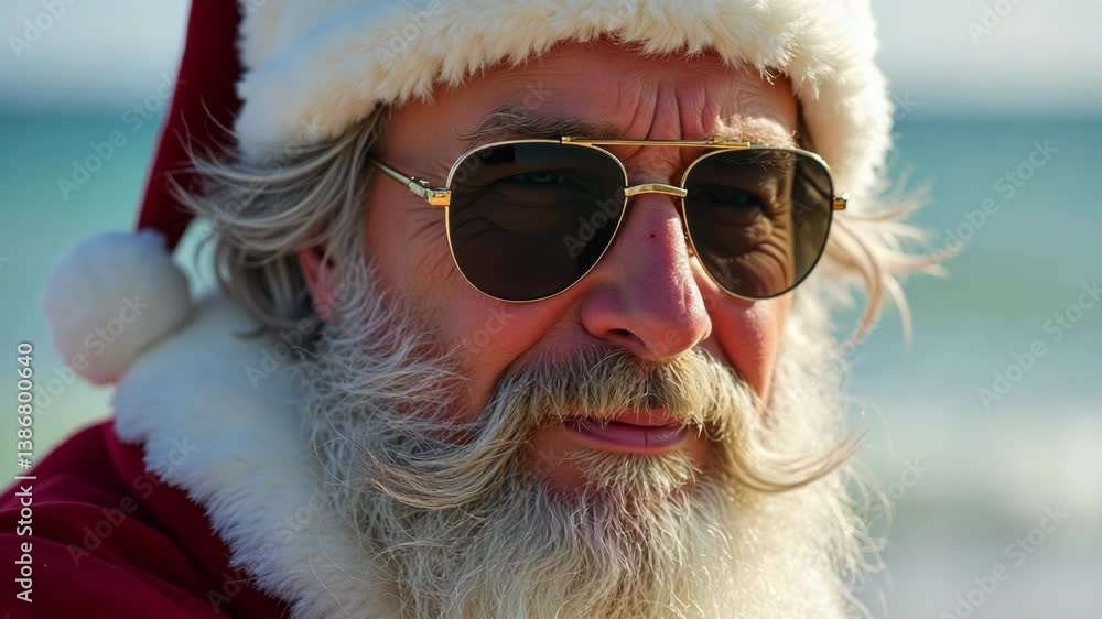 Man Dressed as Santa Claus with Sunglasses Man Dressed as Santa Claus with Sunglasses