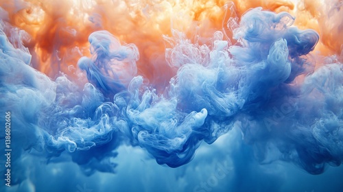Abstract Blue Orange Ink Swirl Diffusion of excellence in splendor beyond compare with grace