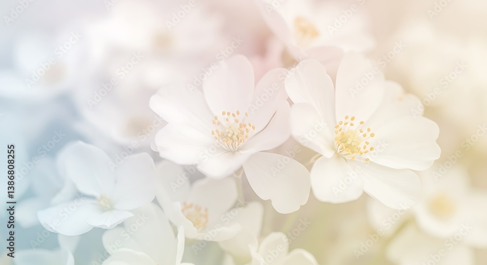 Fototapeta premium Pastel Dreams: Soft Focus Floral Bloom AI Generated