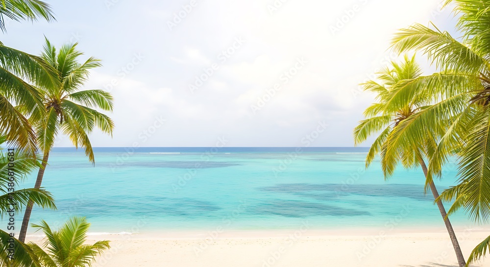 Tropical Paradise: Azure Waters & Palm Embrace AI Generated Tropical Paradise: Azure Waters & Palm Embrace AI Generated