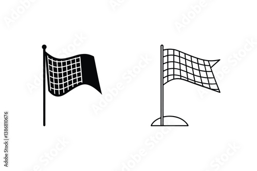 Checkered Flag Vector Icons Racing Motorsport Symbol Isolated On White Background