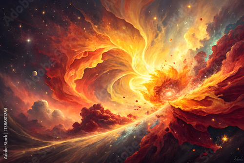 Wallpaper Mural Fiery Explosion of Colors – Abstract Burst with Vibrant Flames and Dynamic Energy Torontodigital.ca