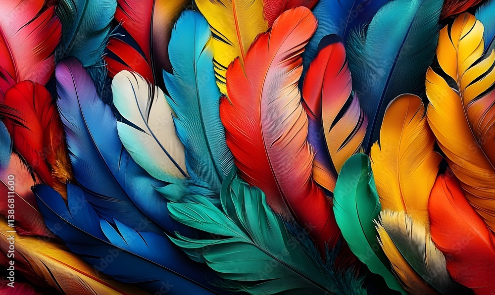 Obraz premium colorful feathers from above, a carnival scene 
