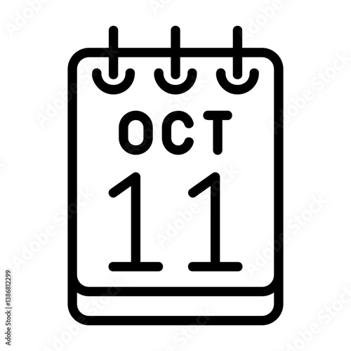 11 October Flat Style Icon