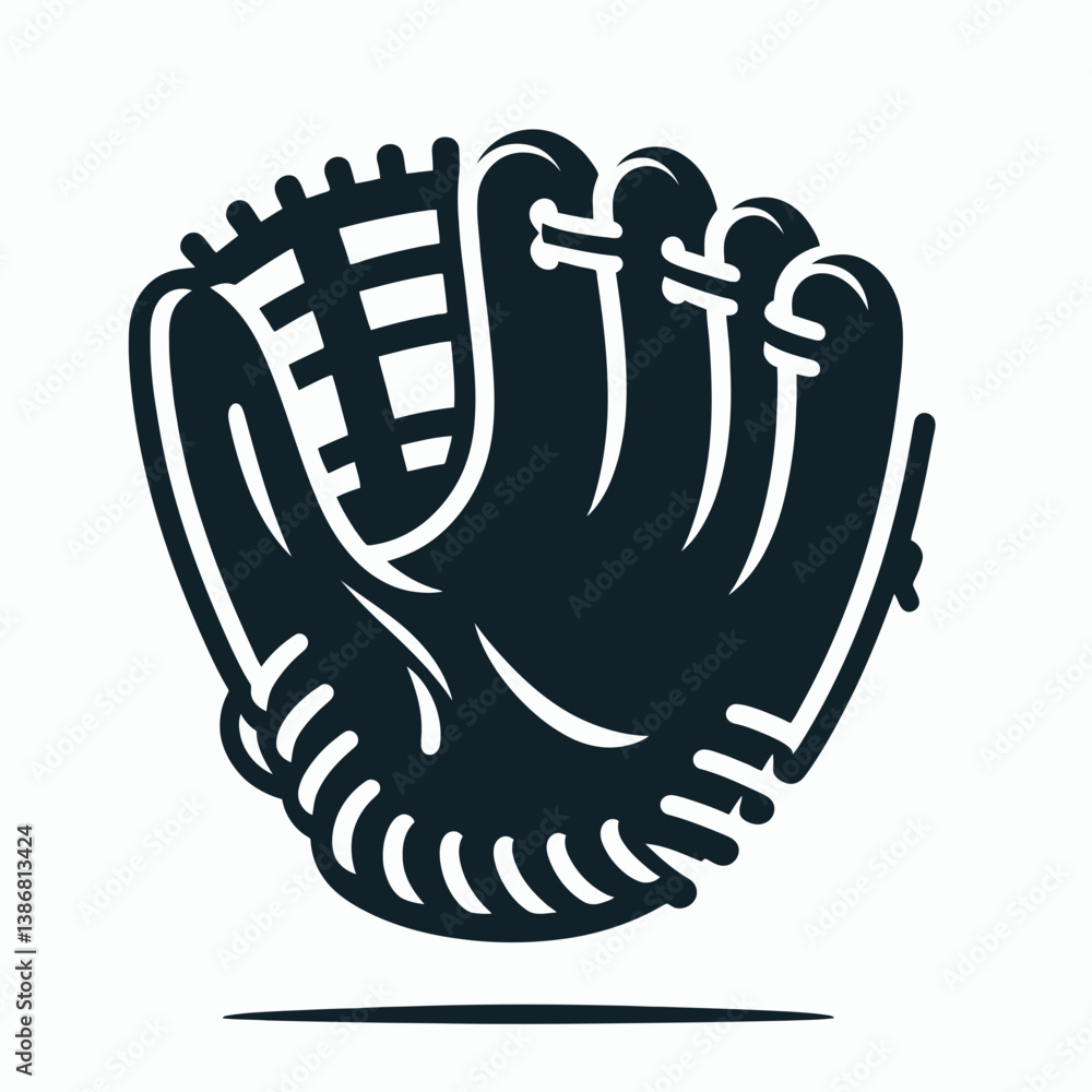 very simple flat and single minimalist Baseball Glove Pocket Silhouettes in black on a white background very simple flat and single minimalist Baseball Glove Pocket Silhouettes in black on a white background
