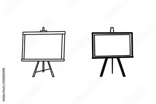 Simple Hand Drawn Easel Illustrations For Presentations And Creative Displays Isolated On White