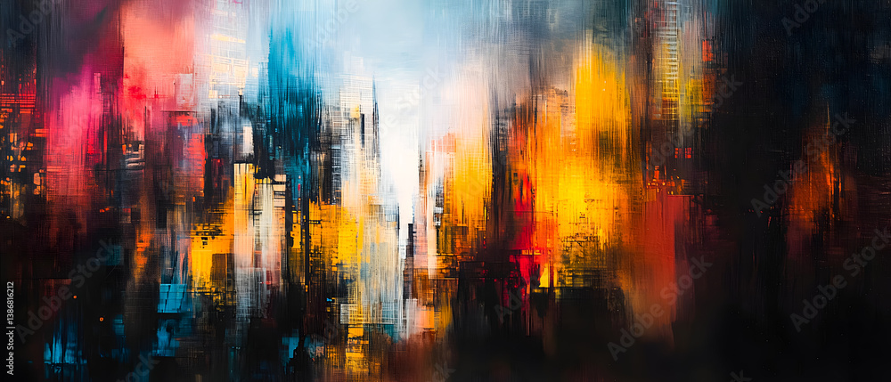 Fototapeta premium Abstract Urban Landscape with Vibrant Colors and Motion Effects