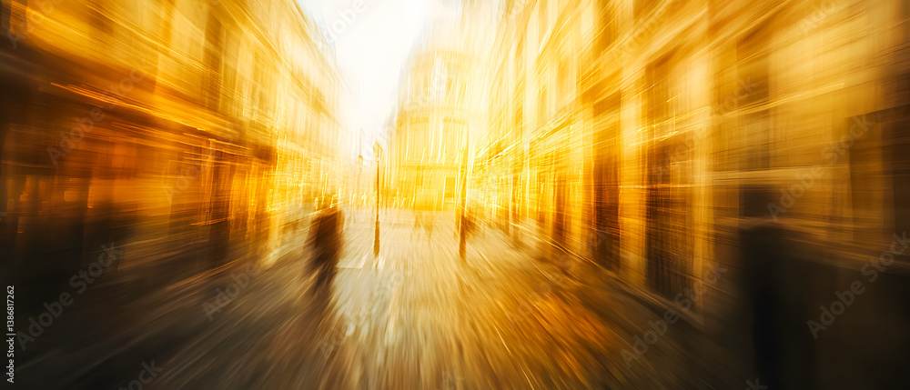 Blurred Urban Scene with Golden Hues and Atmospheric Lighting Blurred Urban Scene with Golden Hues and Atmospheric Lighting