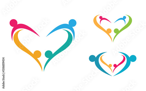 Community and adoption care network and social icon illustration v.53