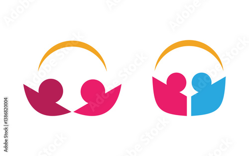 Community and adoption care network and social icon illustration v.79