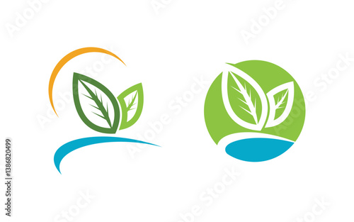 Nature leaf ecology vegan concept Logo illustration v.57
