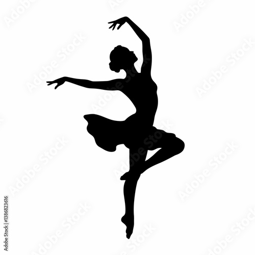 Elegant Ballerina Silhouette: Graceful Dance Performance Illustration