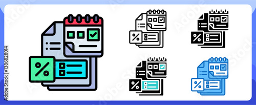 Tax Icon Financial Projection and Management Multi Style Design Vector Concept