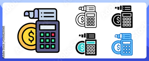 Billing Calculation Icon Financial Projection and Management Multi Style Design Vector Concept