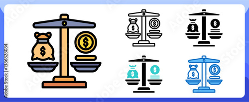 Balance Icon Financial Projection and Management Multi Style Design Vector Concept