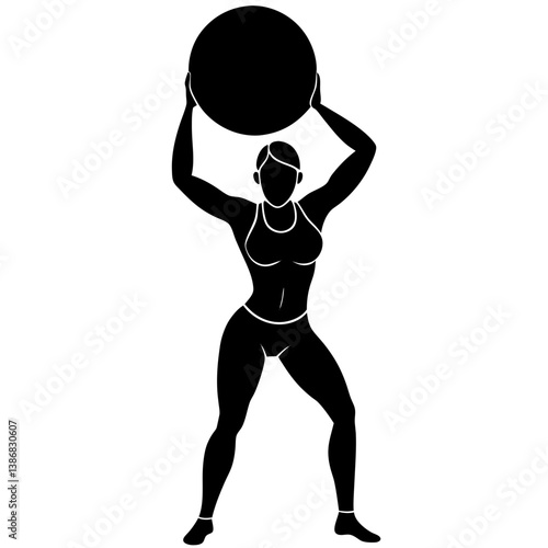Woman exercising with ball